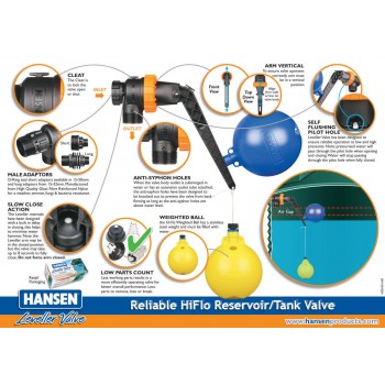 Hansen Water Tank Reservoir Leveller Valve -1275 liters/min